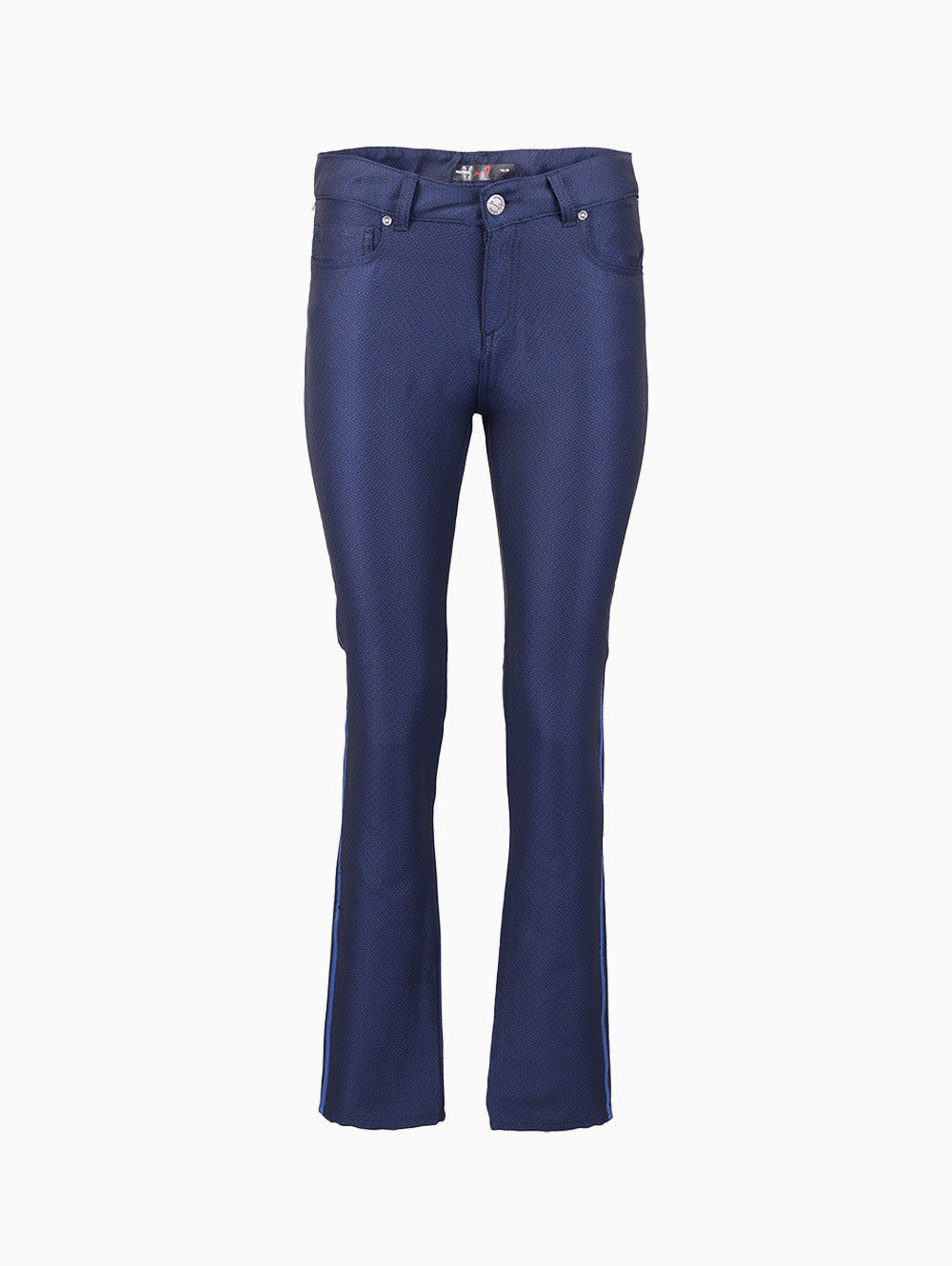 Front view of navy flared jeans for women – Seven MADONNA15 Italian denim
