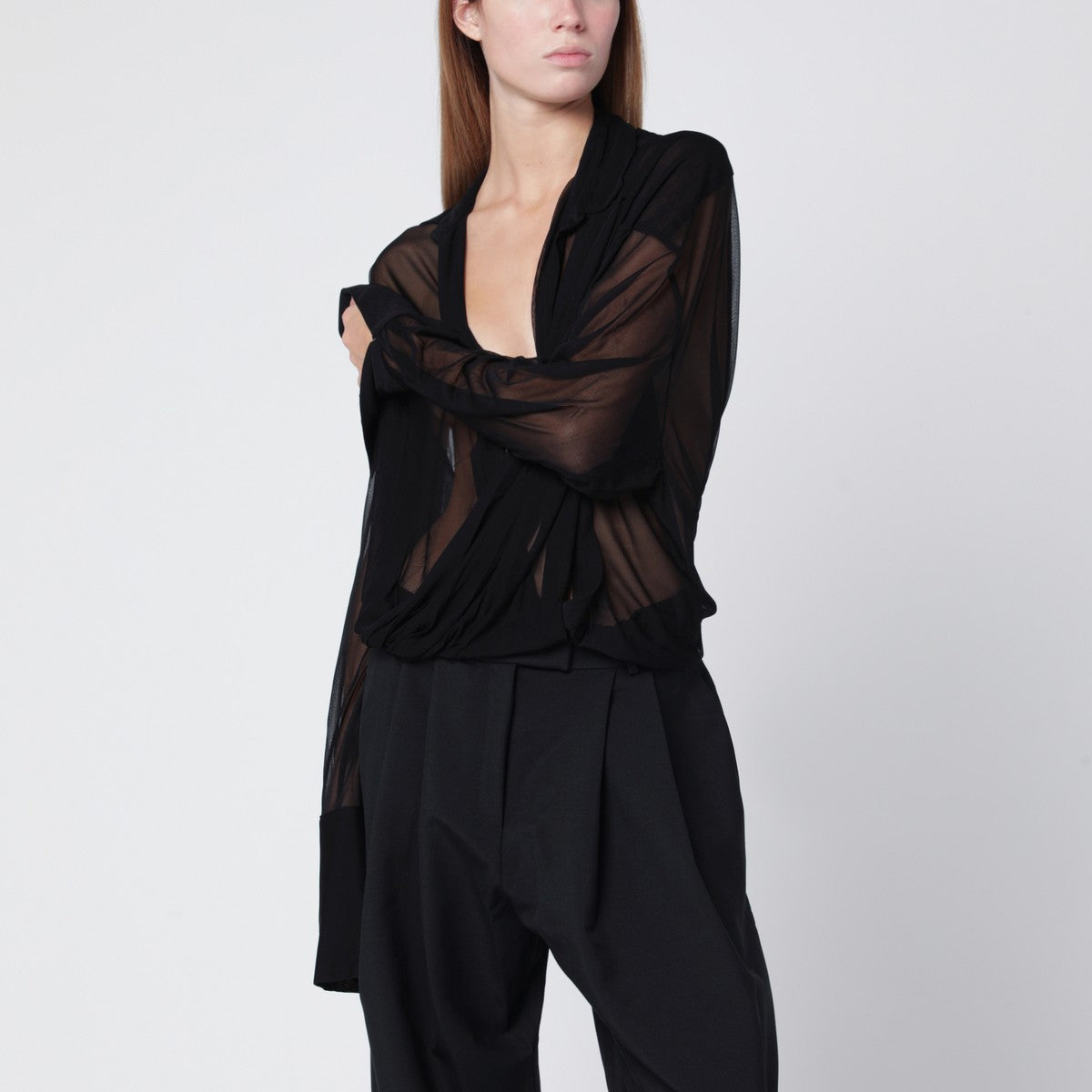 Francesco Murano Francesco Murano Semi-transparent black blouse