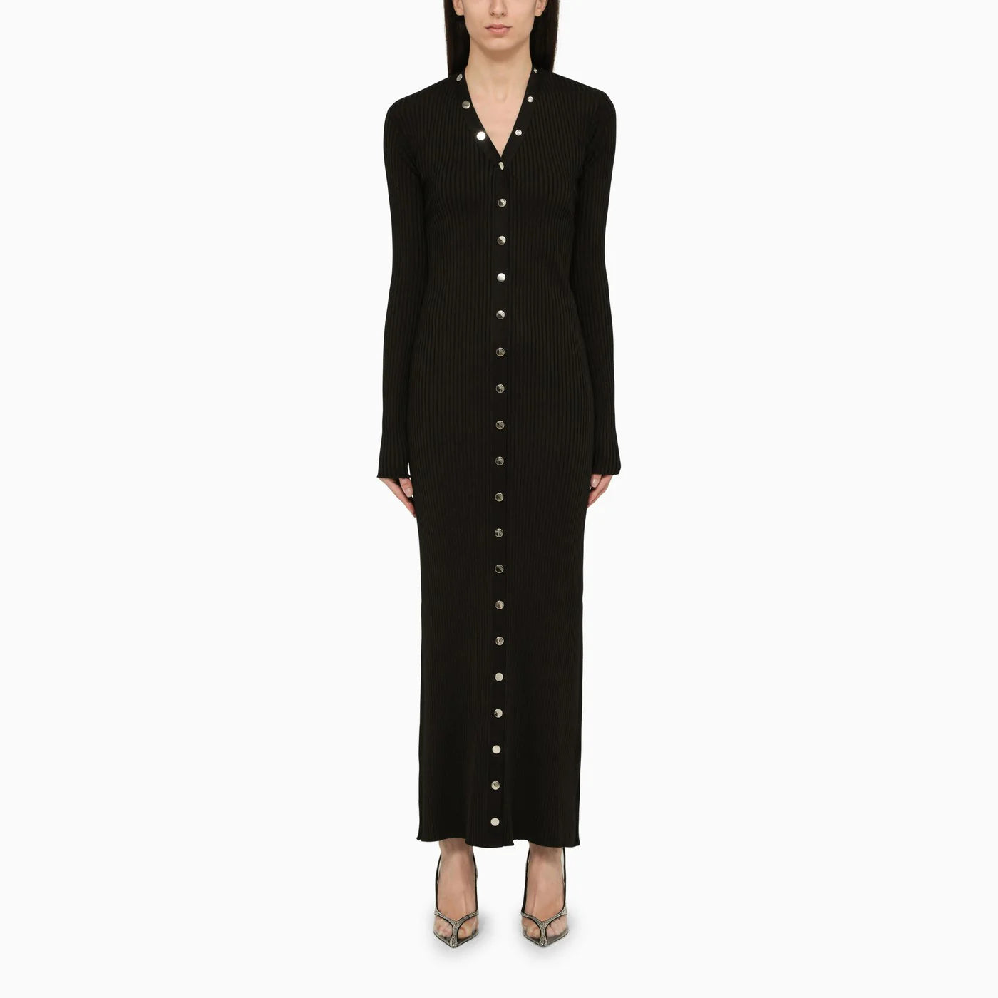 The Attico Black viscose long cardigan