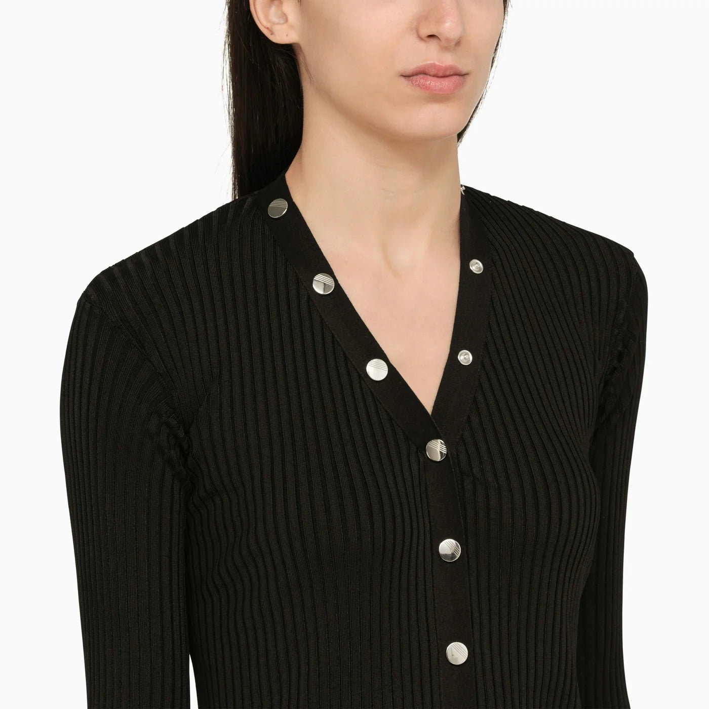 The Attico Black viscose long cardigan