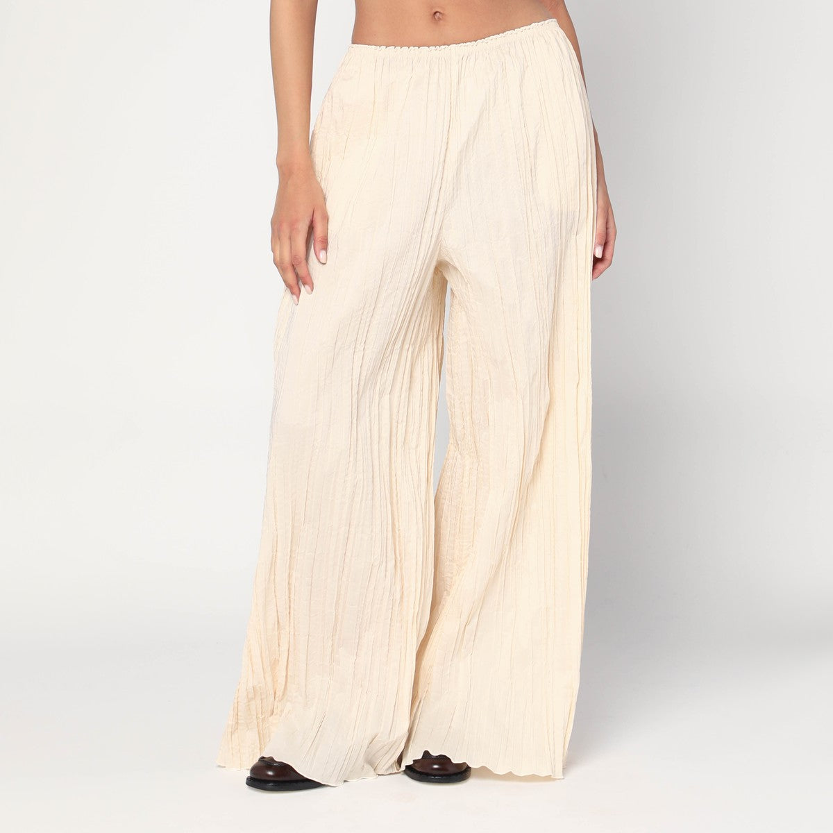 MKDT Studio MKDT Studio Pinola-atelier pleated fabric ivory trousers