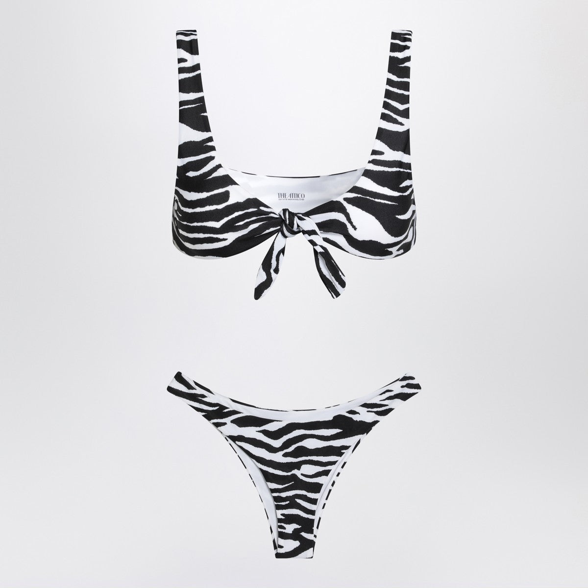 The Attico The Attico Two-piece zebra bikini in black/white