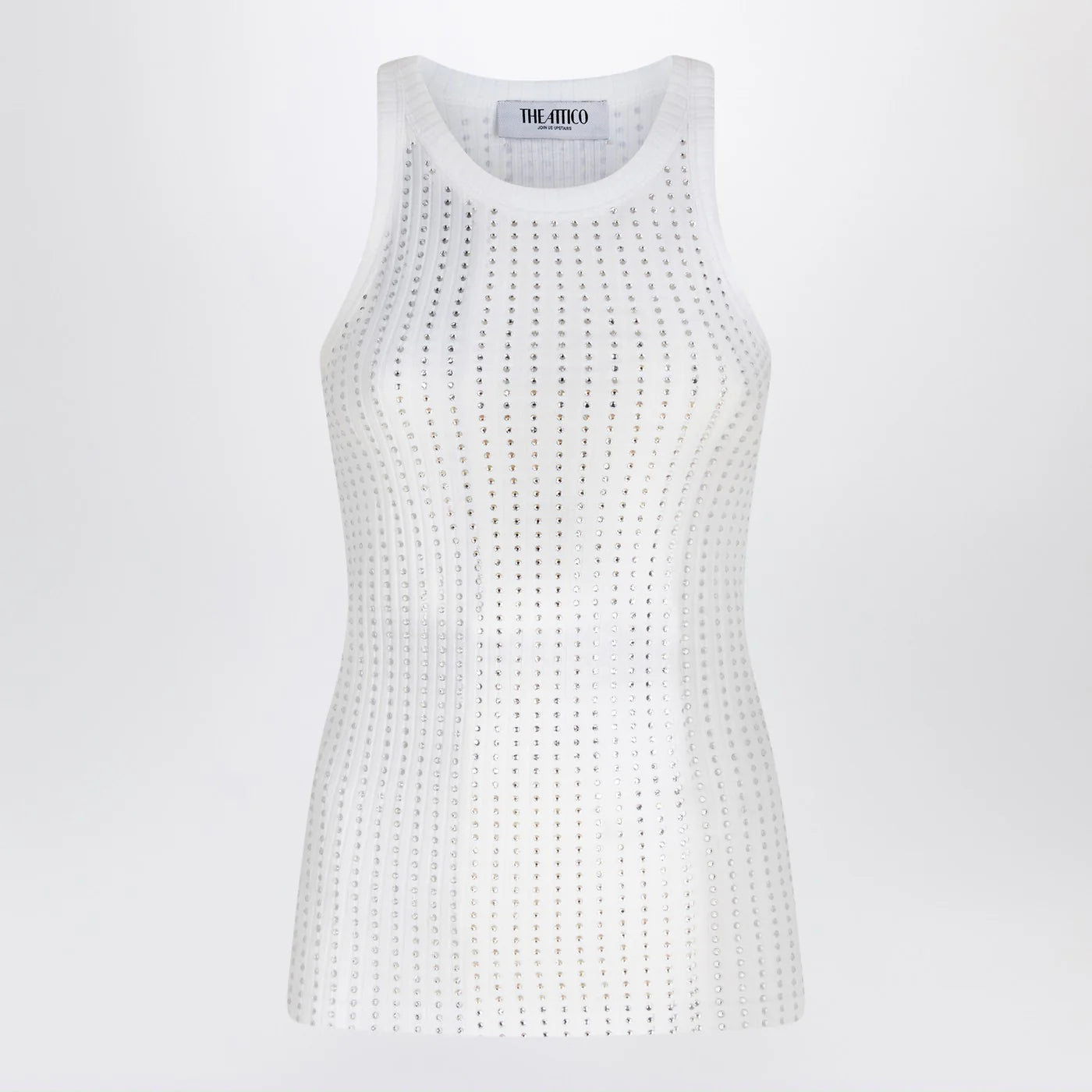 The Attico The Attico White tank top with rhinestones