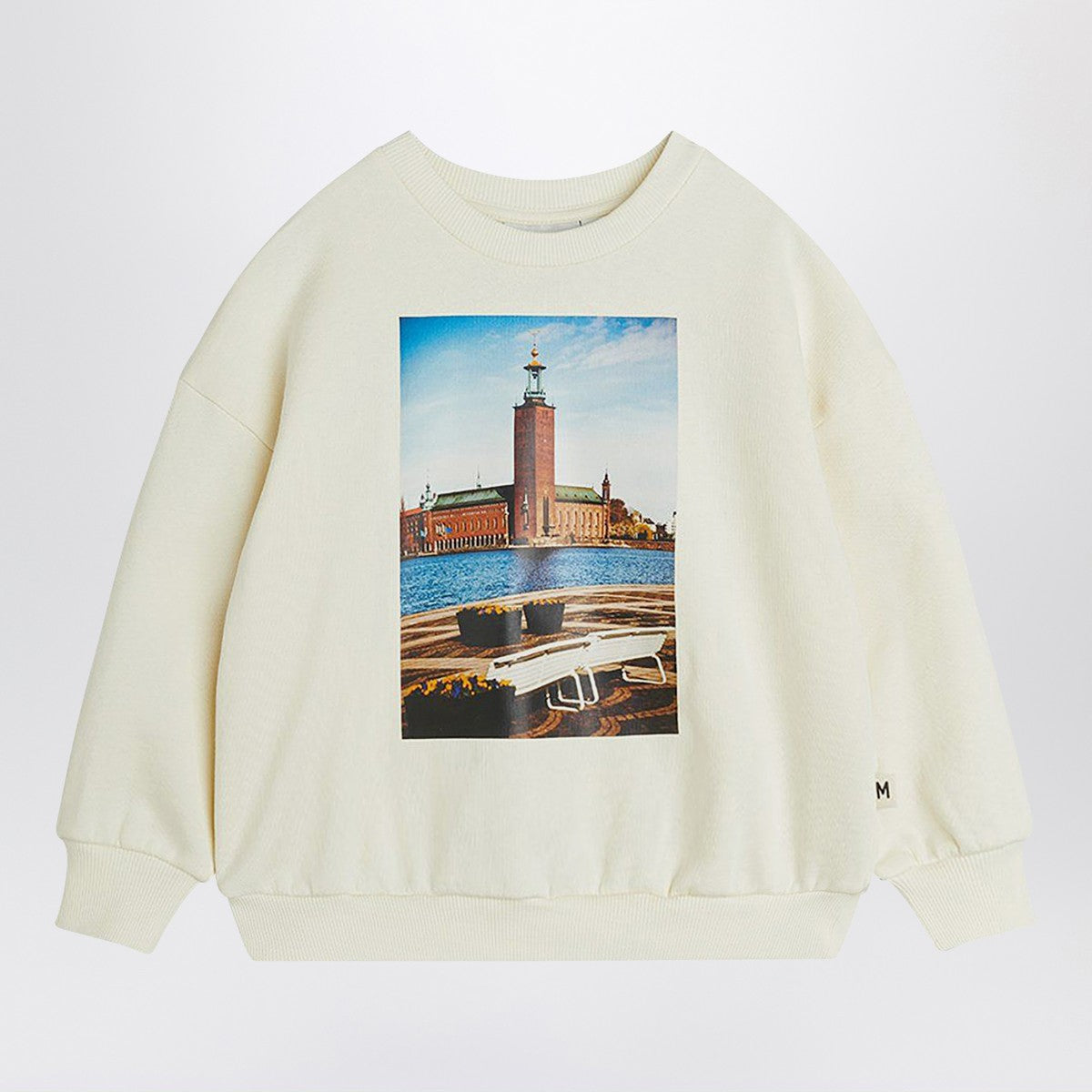 Mini Rodini Mini Rodini White sweatshirt with municipal print