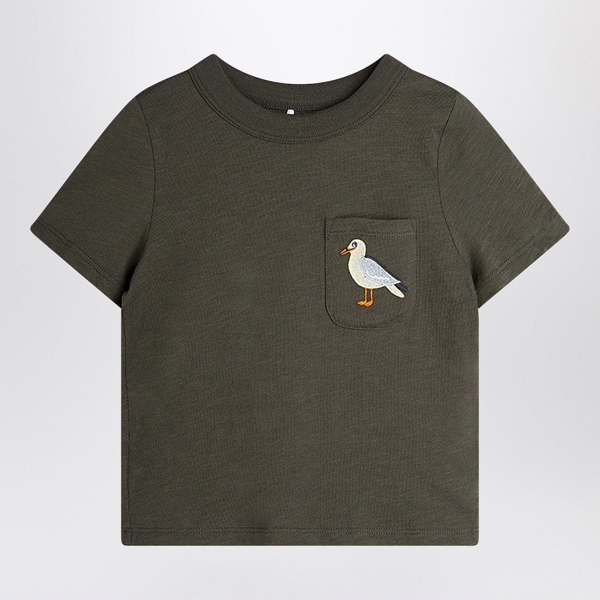 Mini Rodini Mini Rodini faded black T-shirt with seagull embroidery