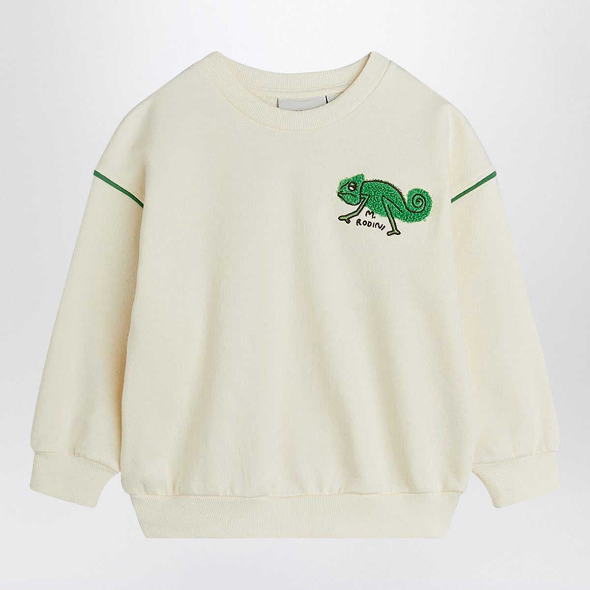 Mini Rodini Mini Rodini Ivory sweatshirt with a velvet lizard