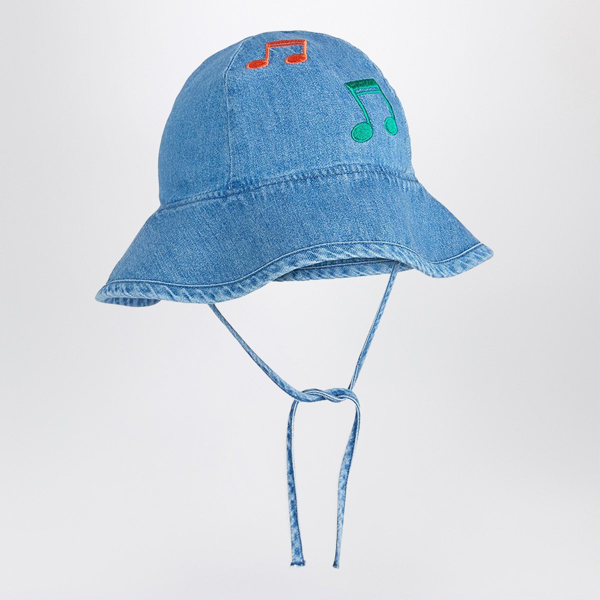 Mini Rodini Mini Rodini Light blue denim hat with musical notes