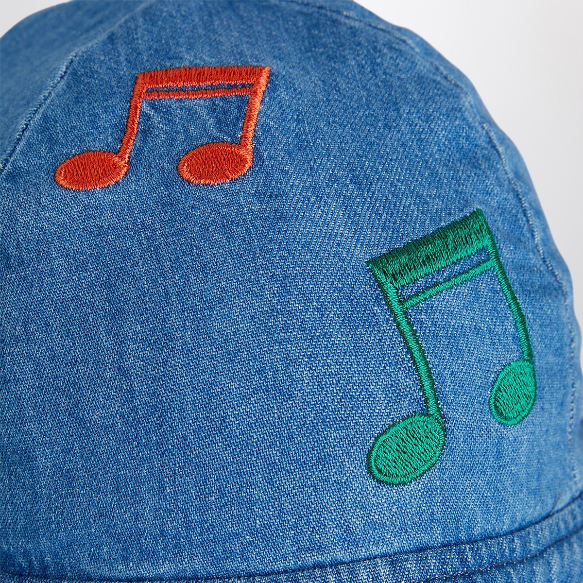 Mini Rodini Mini Rodini Light blue denim hat with musical notes