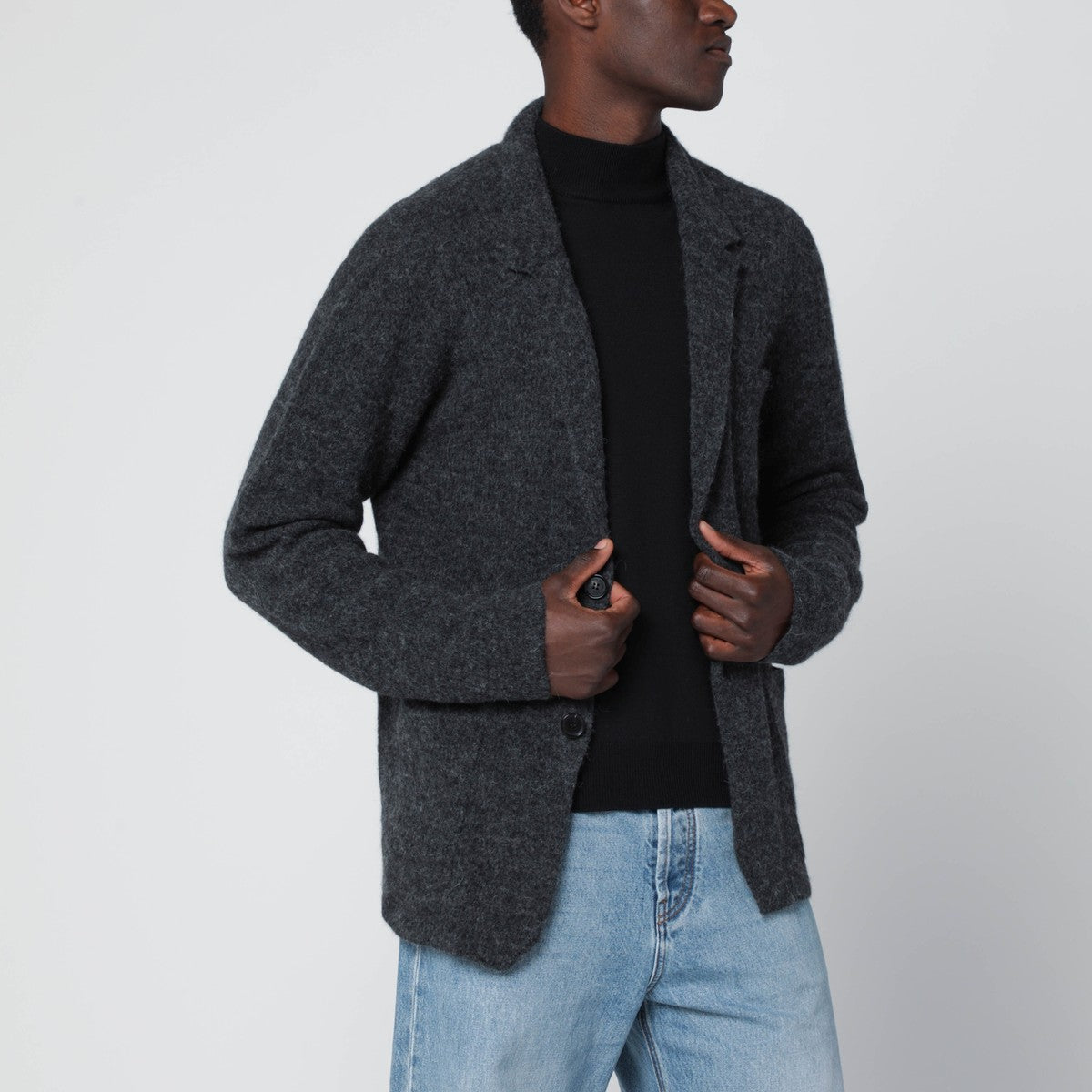 Roberto Collina Roberto Collina Anthracite grey jacket-style cardigan