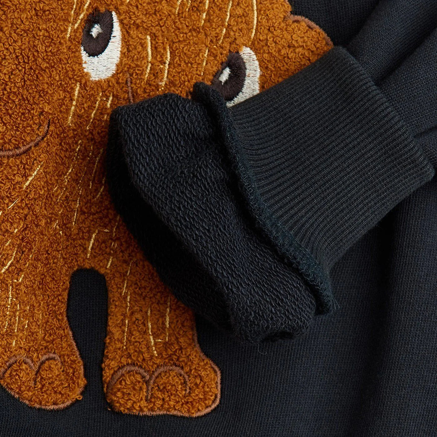 Mini Rodini Black sweatshirt with chenille mammoth