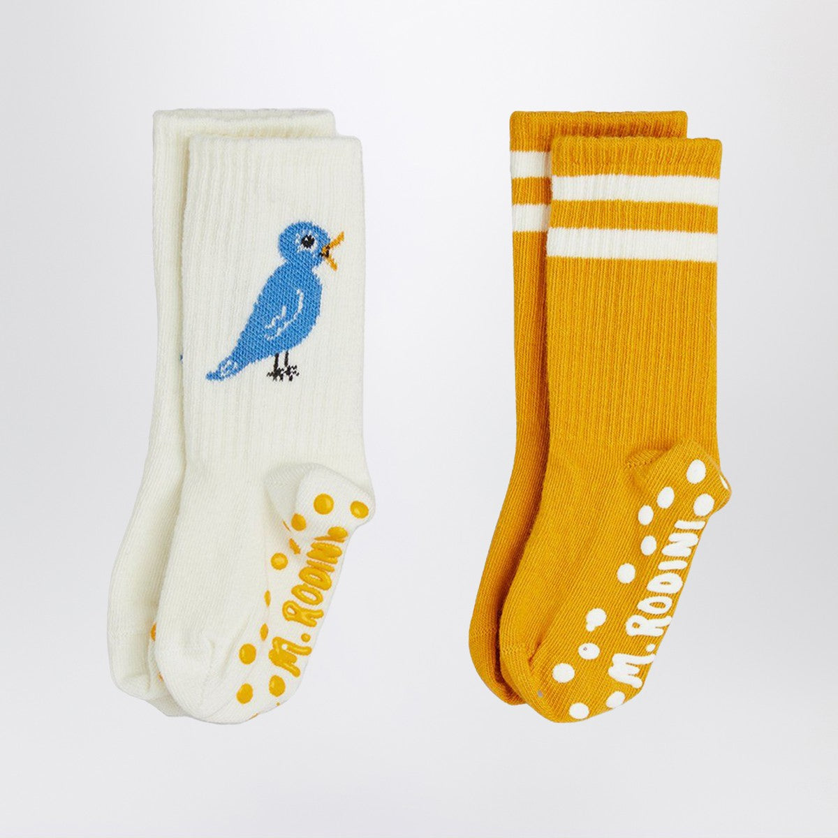 Mini Rodini Mini Rodini Two pairs of anti-slip socks with bird motif