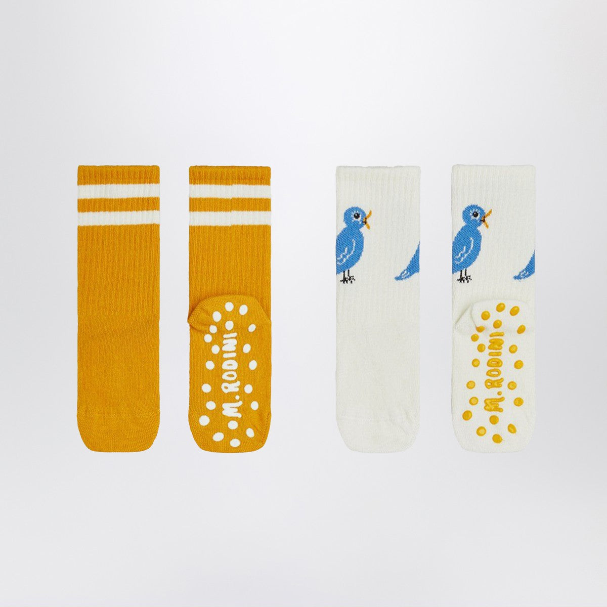 Mini Rodini Mini Rodini Two pairs of anti-slip socks with bird motif