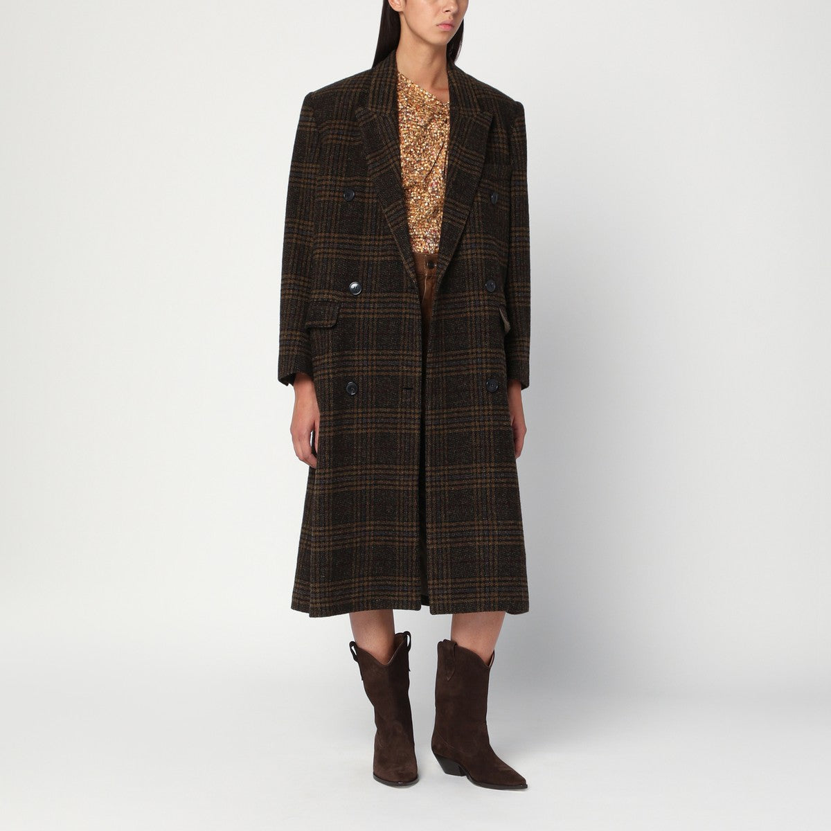 ISABEL MARANT Étoile ISABEL MARANT Étoile Kaki checked Lexana double-breasted coat