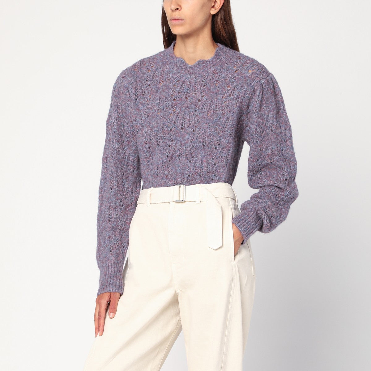 ISABEL MARANT Étoile ISABEL MARANT Étoile Blue-violet openwork alpaca-blend sweater