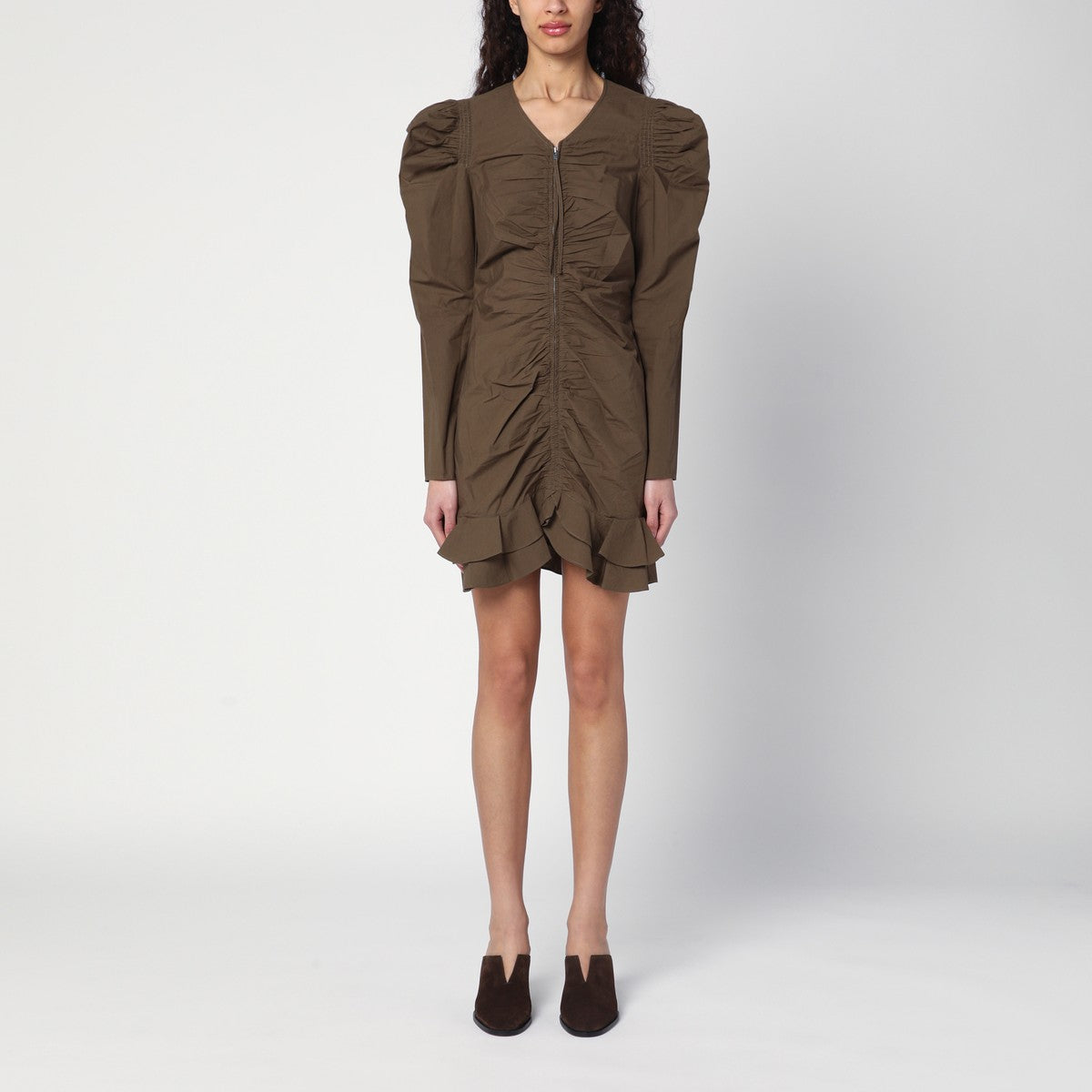 ISABEL MARANT Étoile ISABEL MARANT Étoile Briali mini dress with green khaki zip