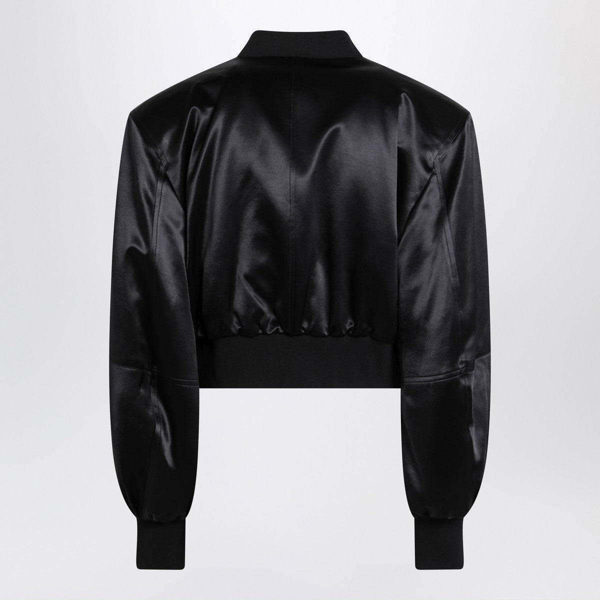 The Attico The Attico Black shiny cropped bomber