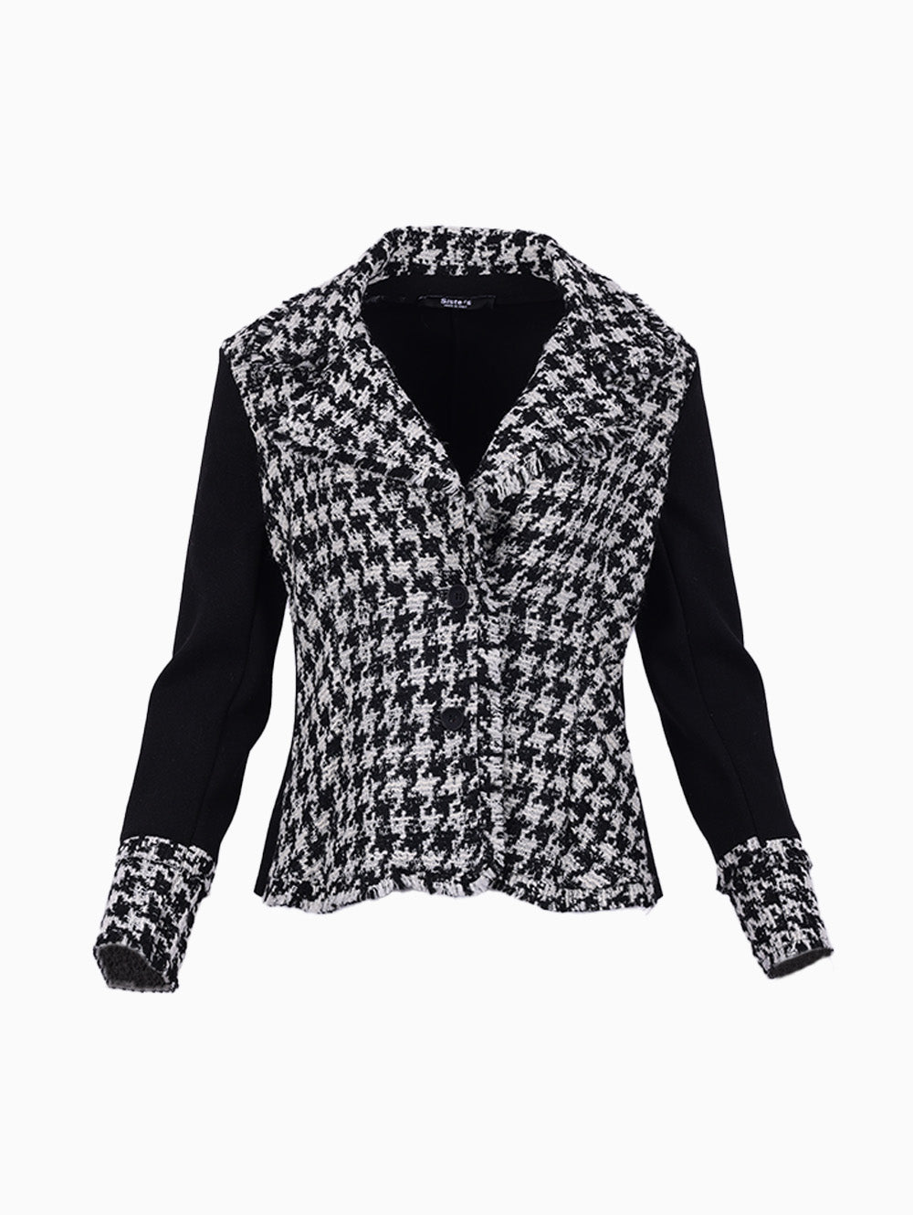 Siste’s Pull Jacket black & white houndstooth front view