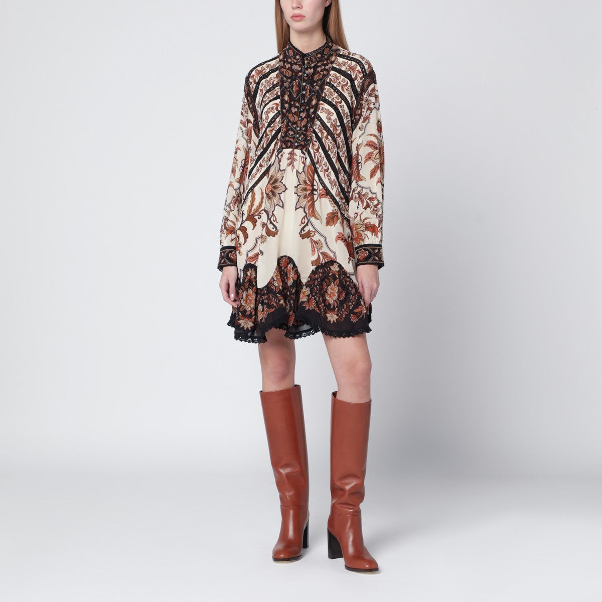 FARM Rio FARM Rio Sand Majestic Garden Lace mini dress