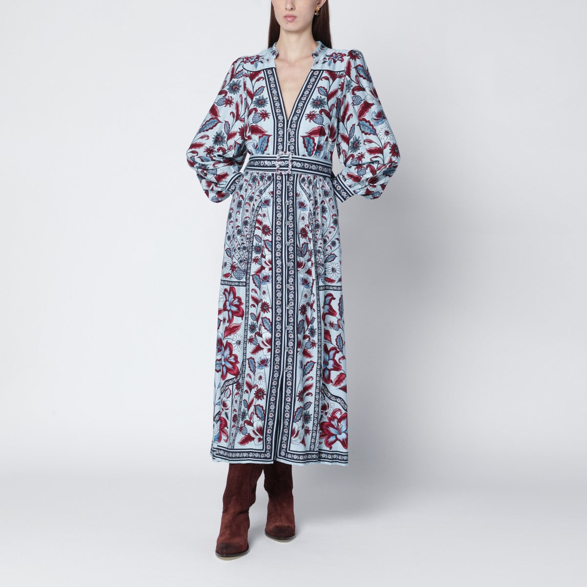 FARM Rio FARM Rio Light blue midi dress with floral print