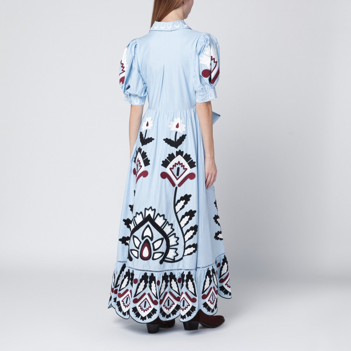 FARM Rio FARM Rio Light blue embroidered long dress with bow