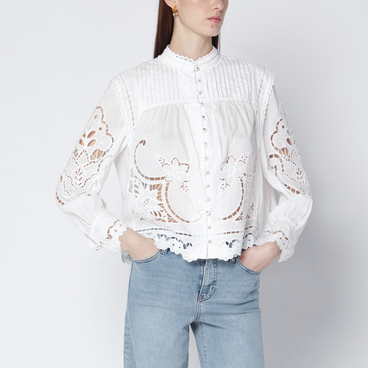FARM Rio FARM Rio Richelieu white cotton blouse