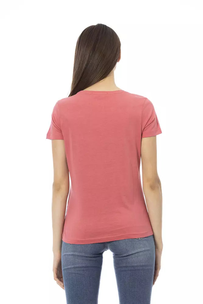 تي شيرت Trussardi Action Chic Fuchsia بأكمام قصيرة