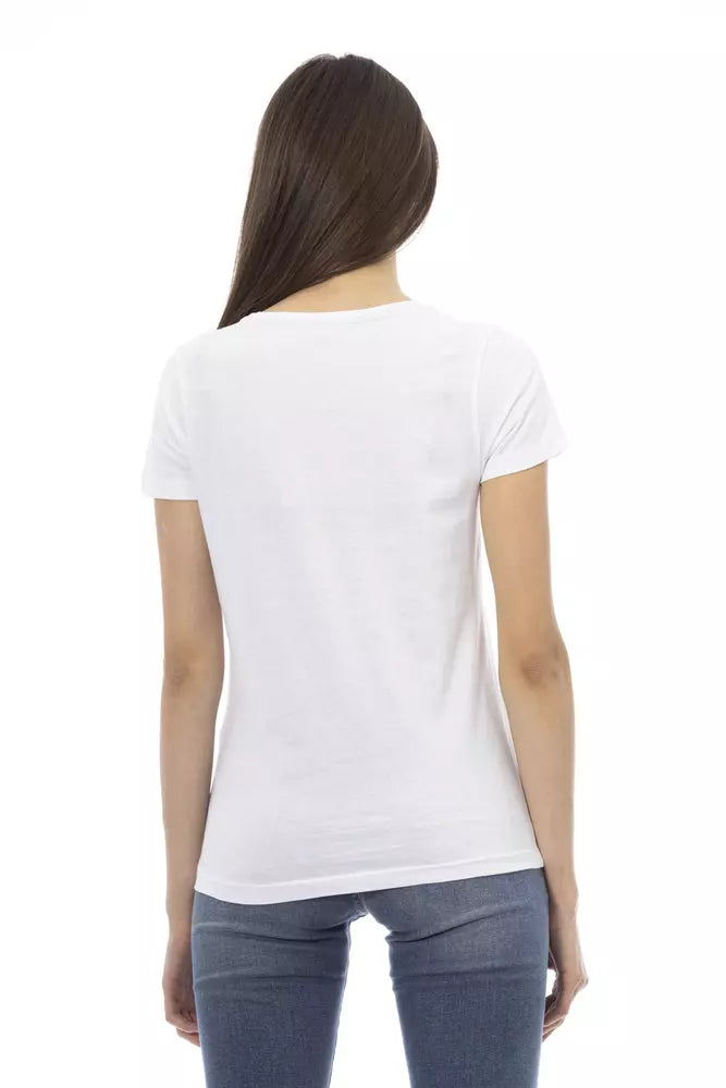 تي شيرت Trussardi Action Chic White المطبوع: قطعة أساسية في خزانة ملابسك الصيفية