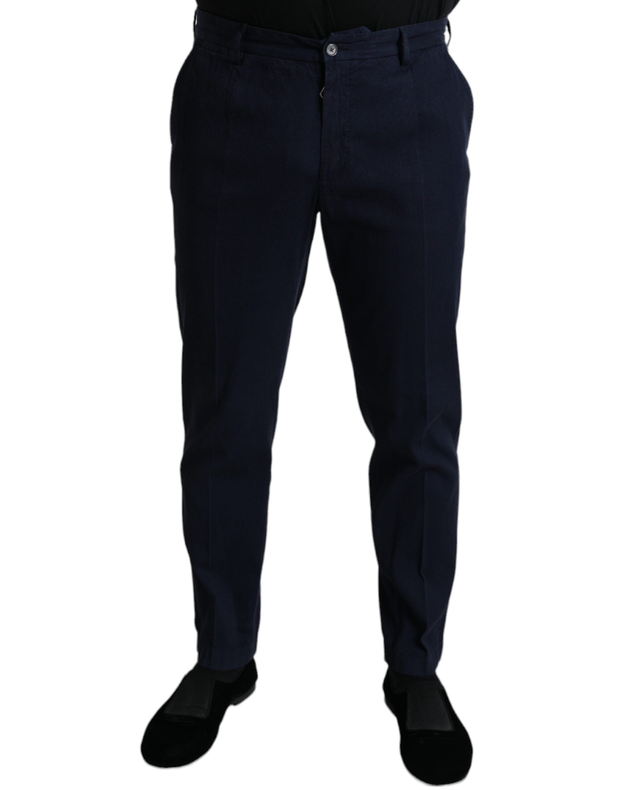 بنطلون دولتشي آند غابانا الرسمي بقصّة Slim Fit من القطن المرن باللون الأزرق الداكن