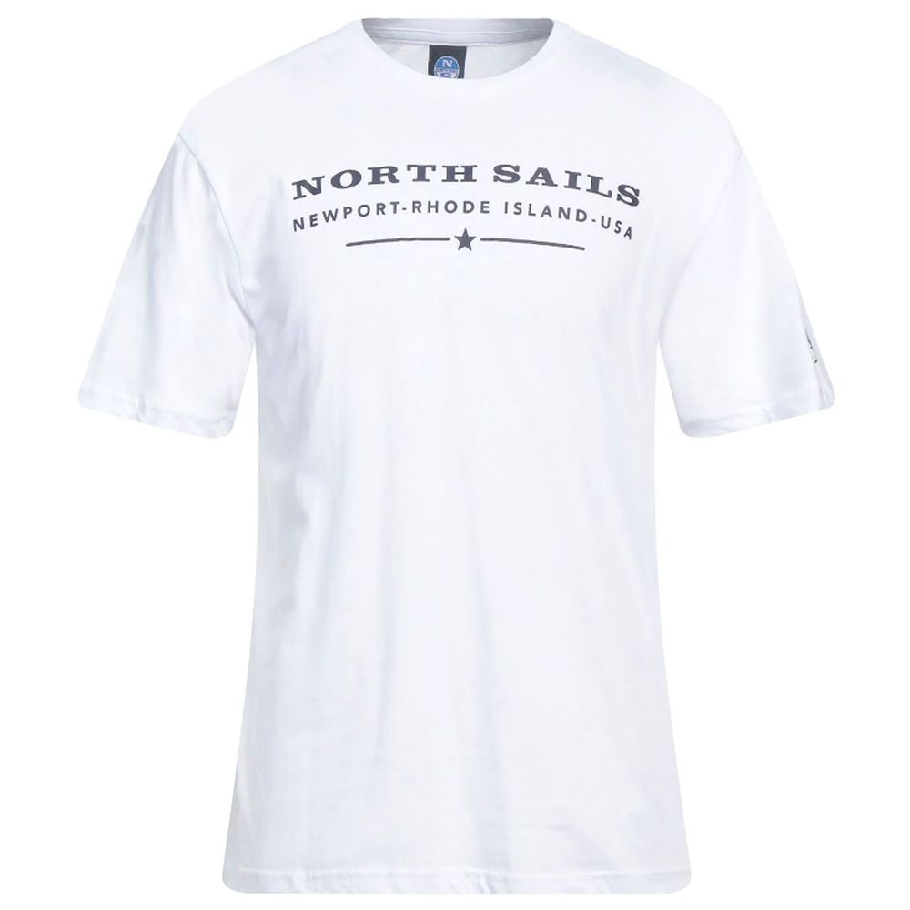 تي شيرت قطني أبيض أنيق من North Sails مع طباعة على الصدر