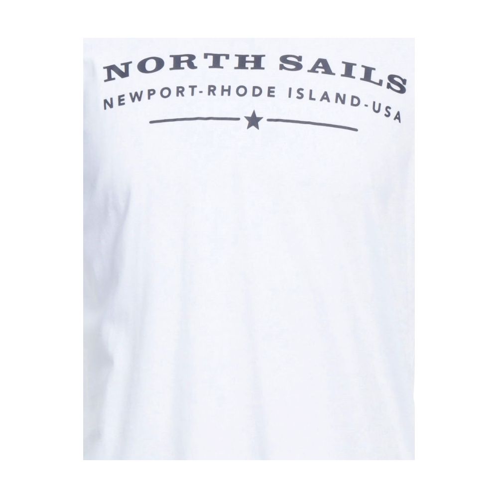 تي شيرت قطني أبيض أنيق من North Sails مع طباعة على الصدر