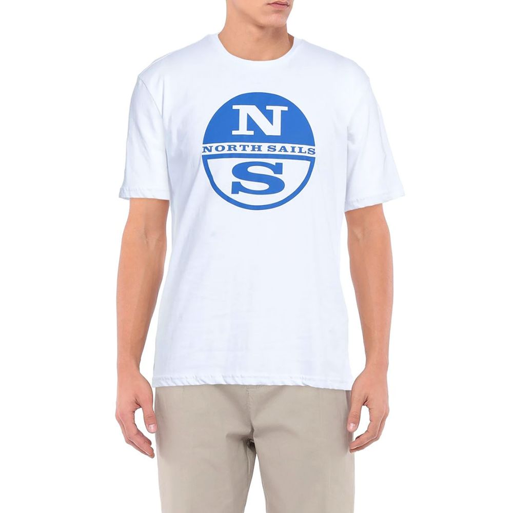 تي شيرت قطني أبيض ناصع بشعار North Sails