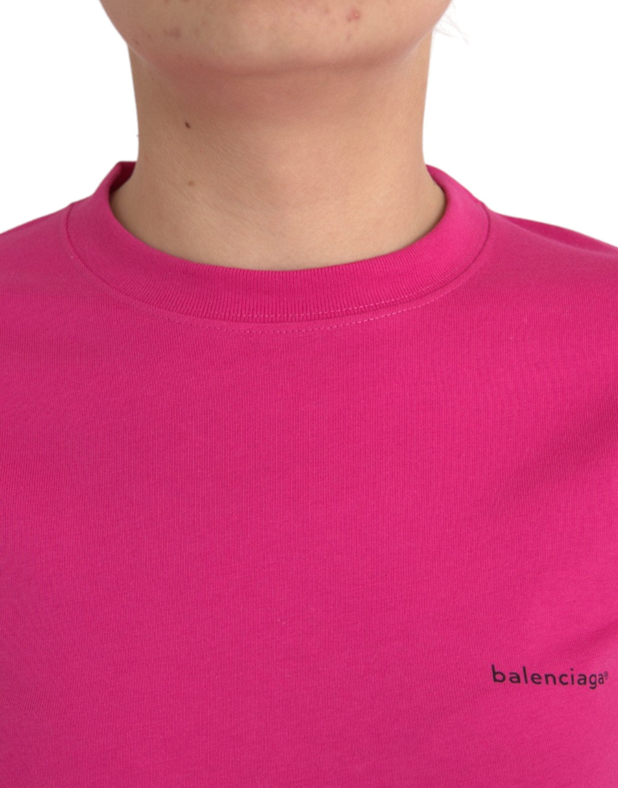 تي شيرت Balenciaga وردي من القطن برقبة دائرية وأكمام قصيرة