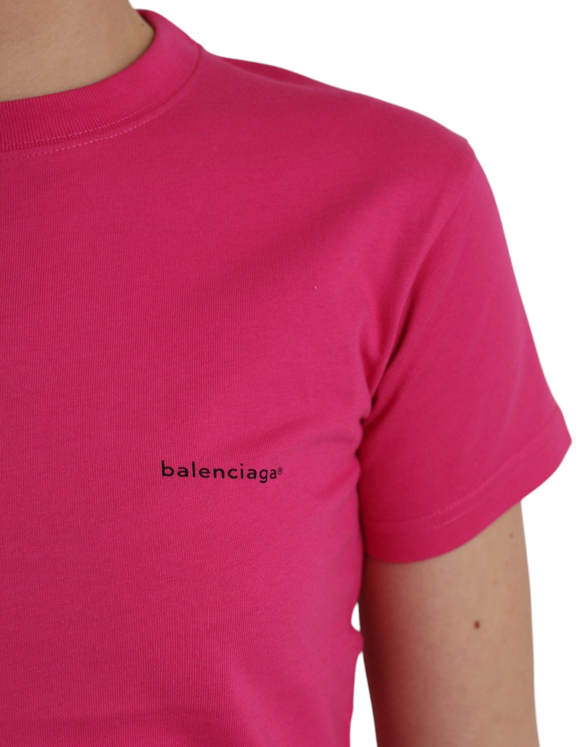 تي شيرت Balenciaga وردي من القطن برقبة دائرية وأكمام قصيرة