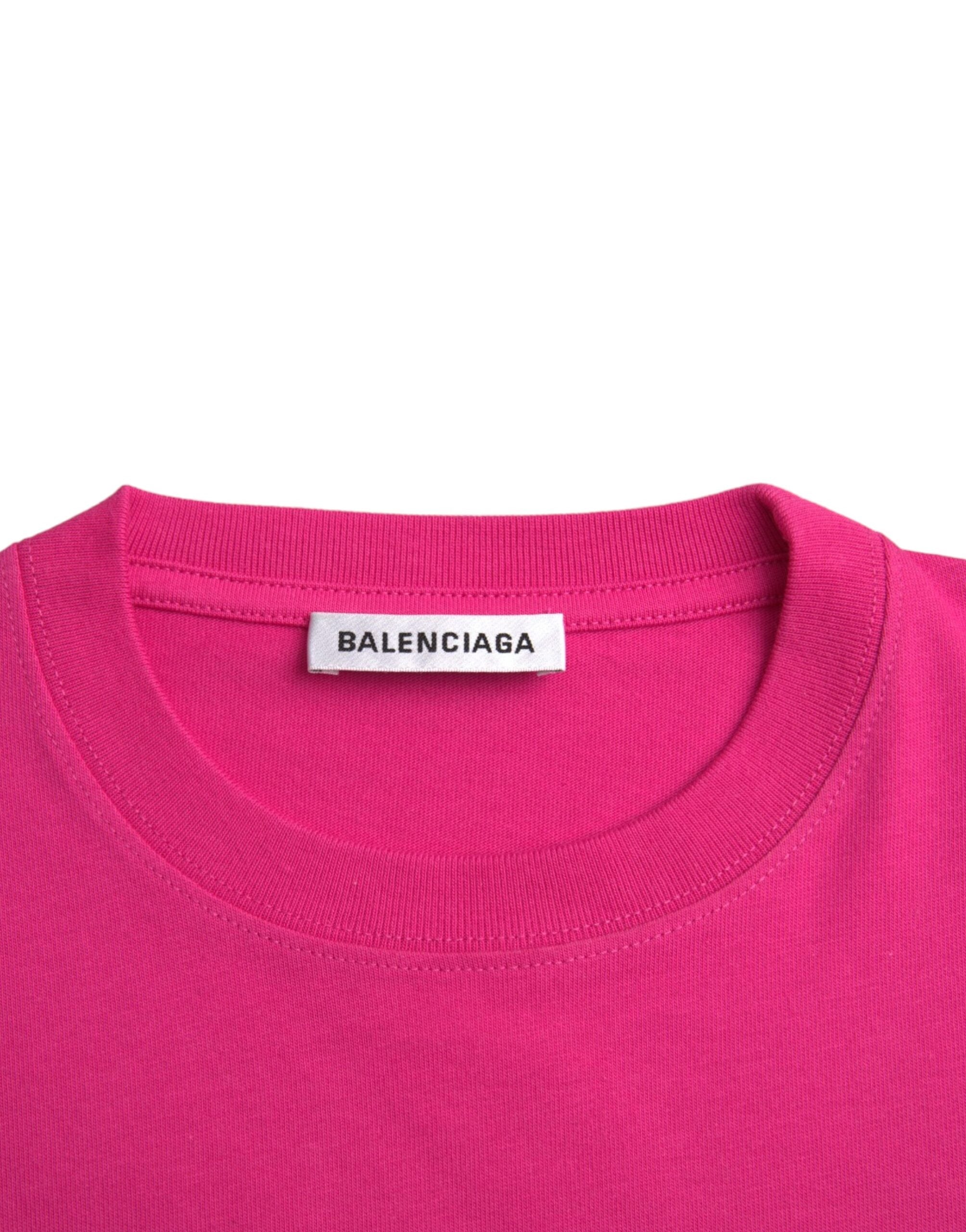 تي شيرت Balenciaga وردي من القطن برقبة دائرية وأكمام قصيرة