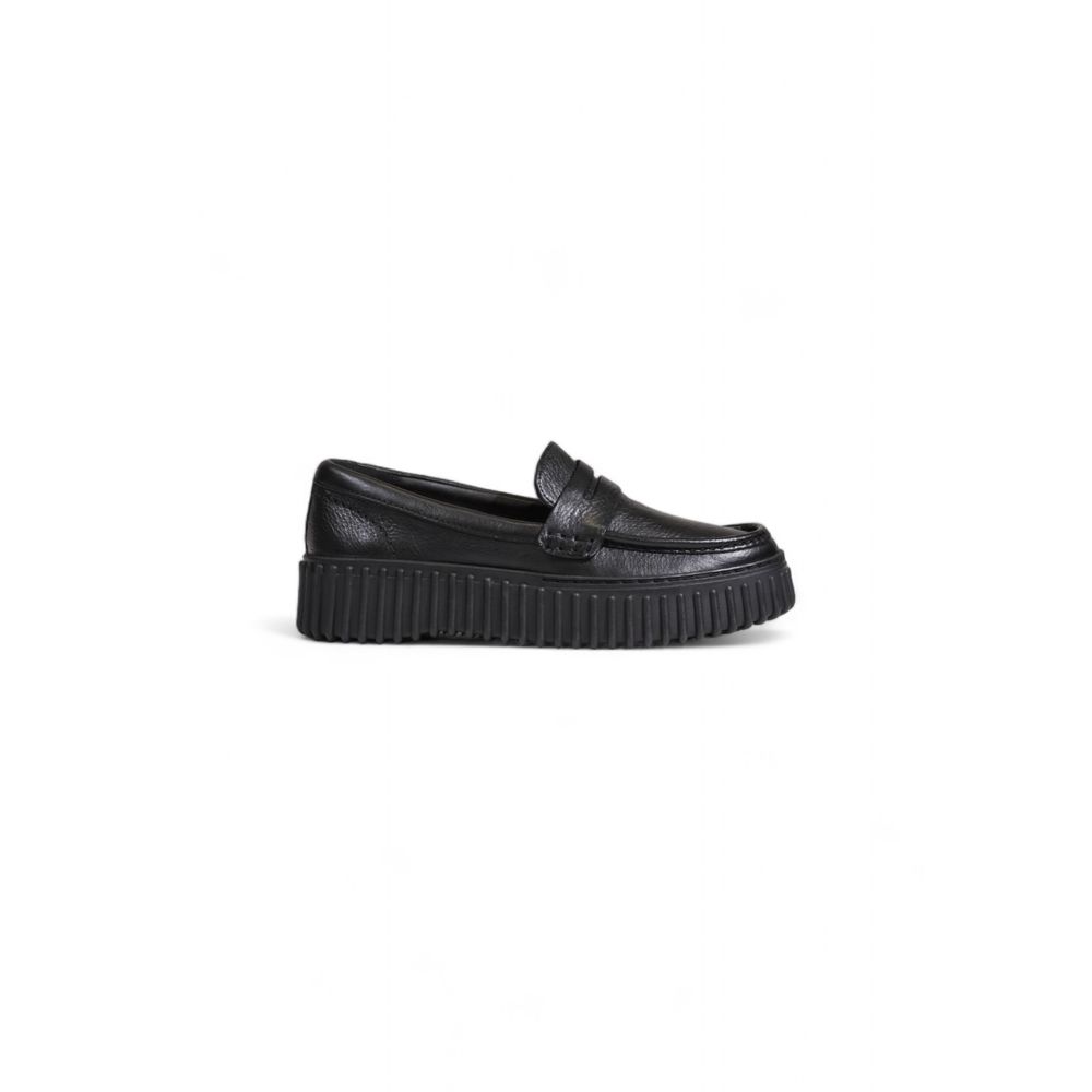 Clarks Black Leather Platform