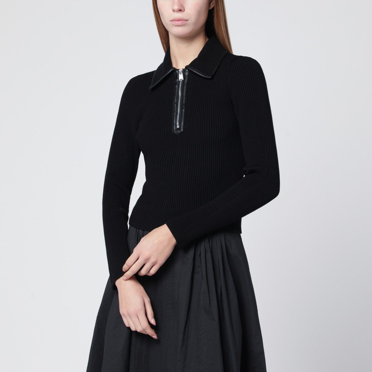 SIMKHAI SIMKHAI Black ribbed Livana polo