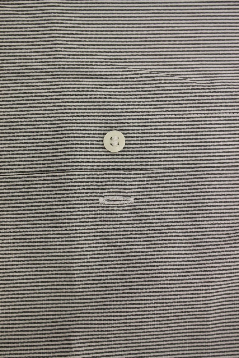 Chic Gray Striped Cotton Casual Shirt