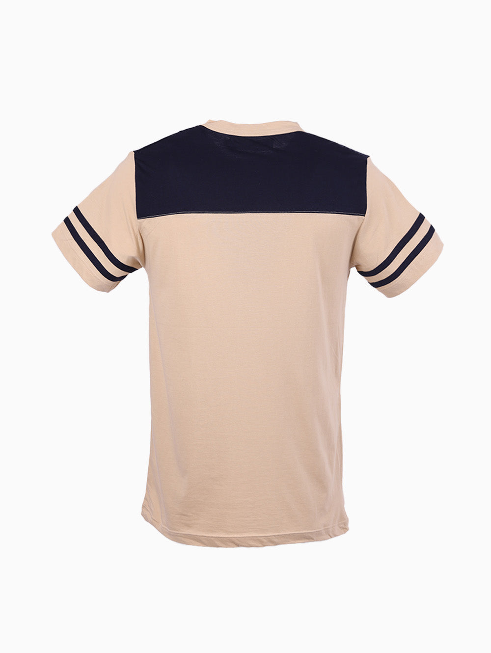 Back view of Squadra Navale men’s beige & navy crew neck T-shirt