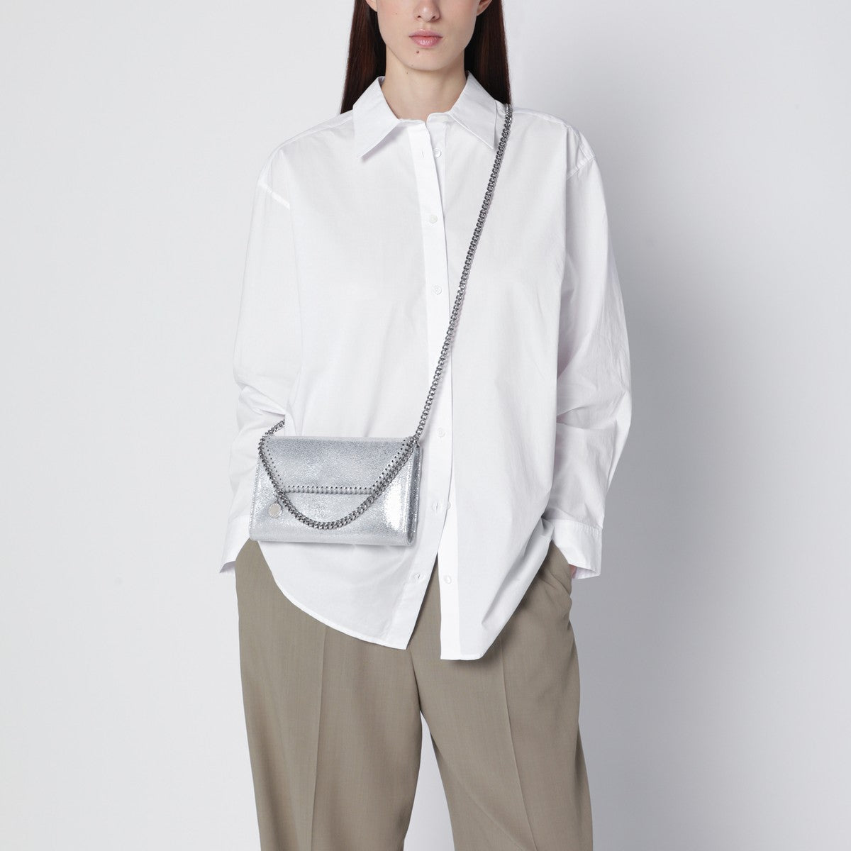 Stella McCartney Stella McCartney Falabella silver crossbody wallet bag