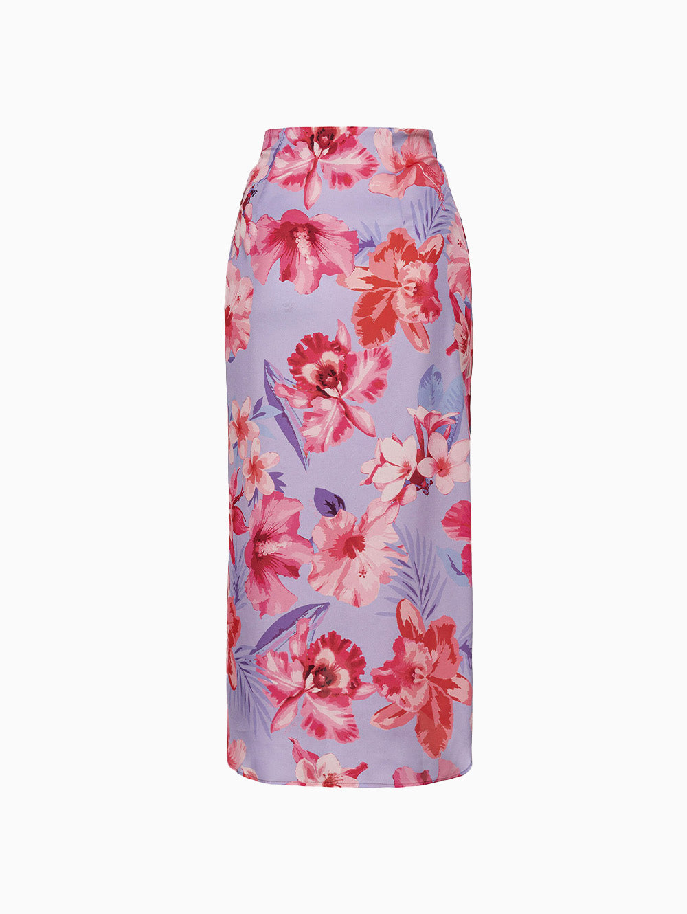 Pinko satin skirt with tropical floral draped detail