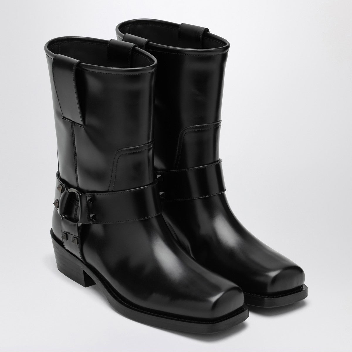 Valentino Garavani Valentino Garavani Black leather Biker Rockstud low boot