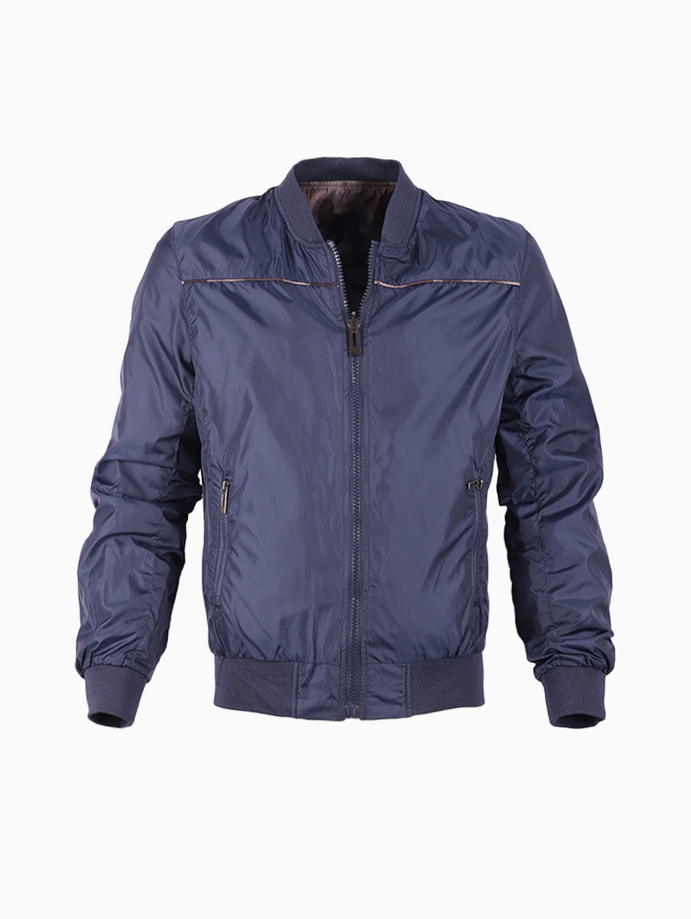 Front view of Target Men’s Reversible Bomber Jacket in navy