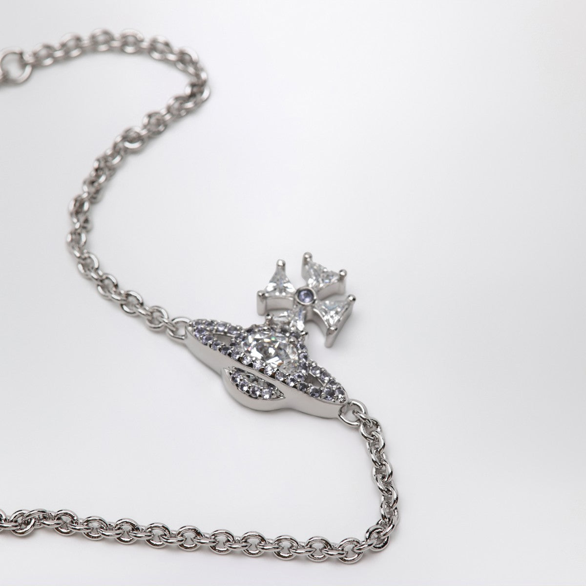 Vivienne Westwood Vivienne Westwood Platinum Orb logo bracelet with crystals