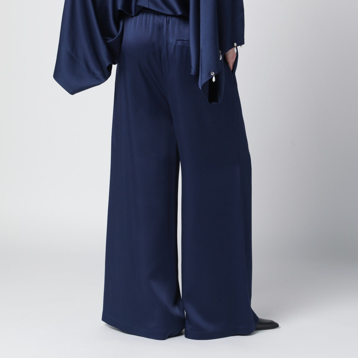 Stella McCartney Stella McCartney Navy blue oversized viscose satin trousers