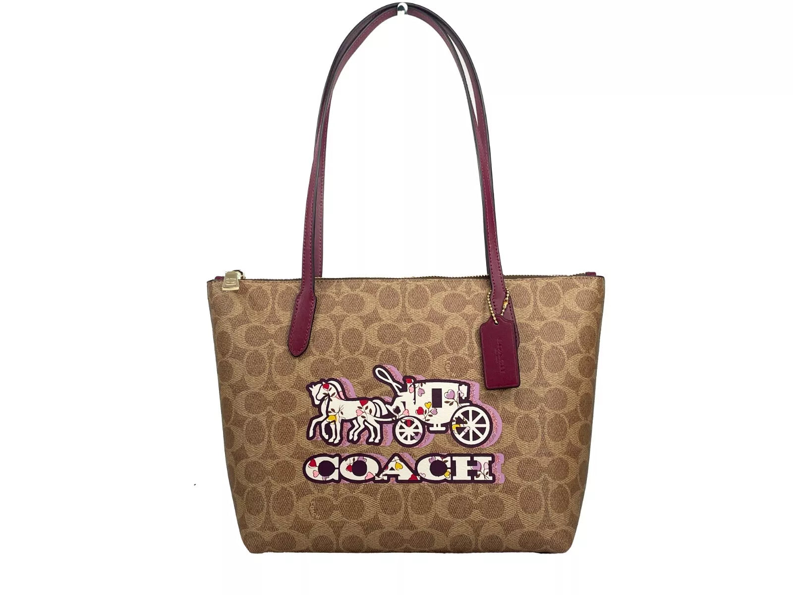 Signature Canvas Fiona Zip Tote Bag Brown