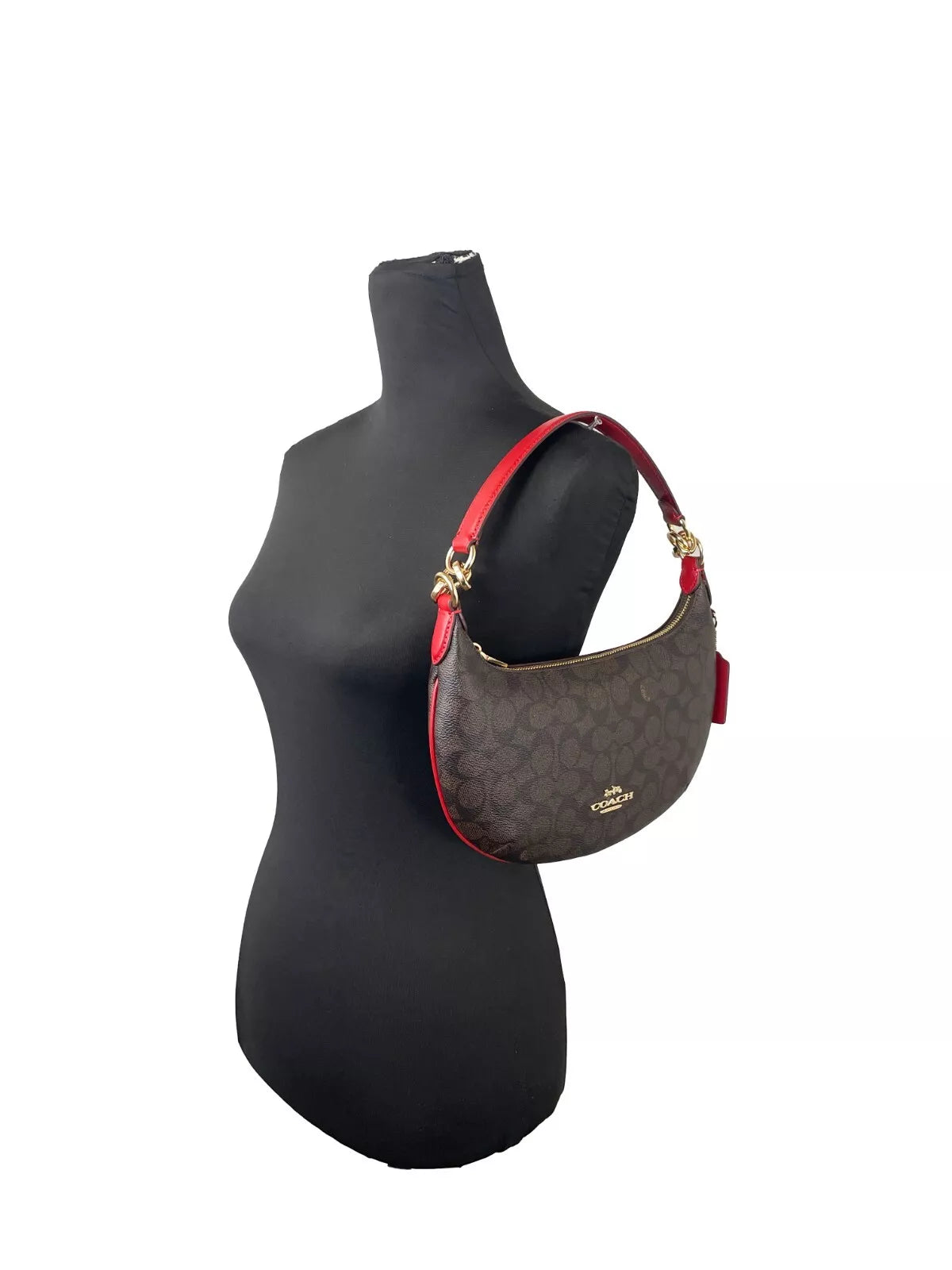 Payton Signature PVC Leather Shoulder Bag Brown Red