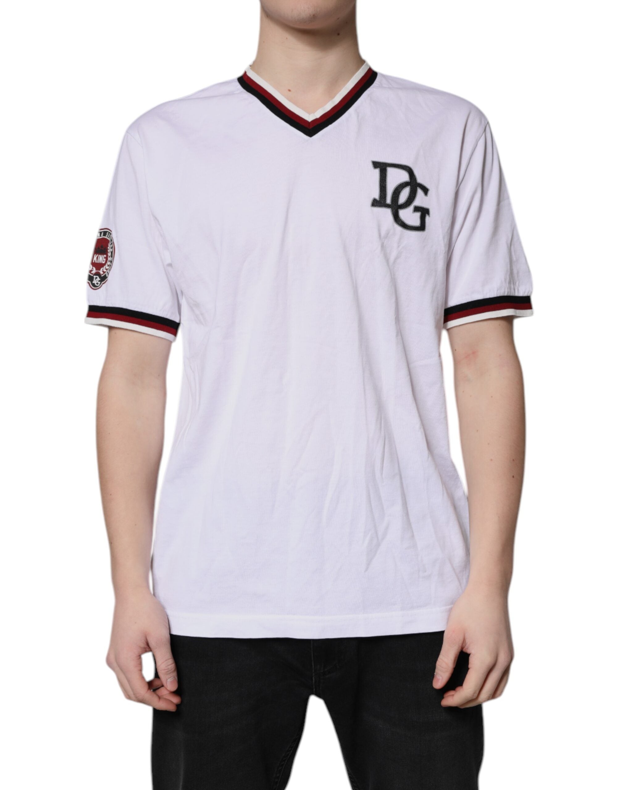 White #DGMillennials King Crown V-neck T-shirt