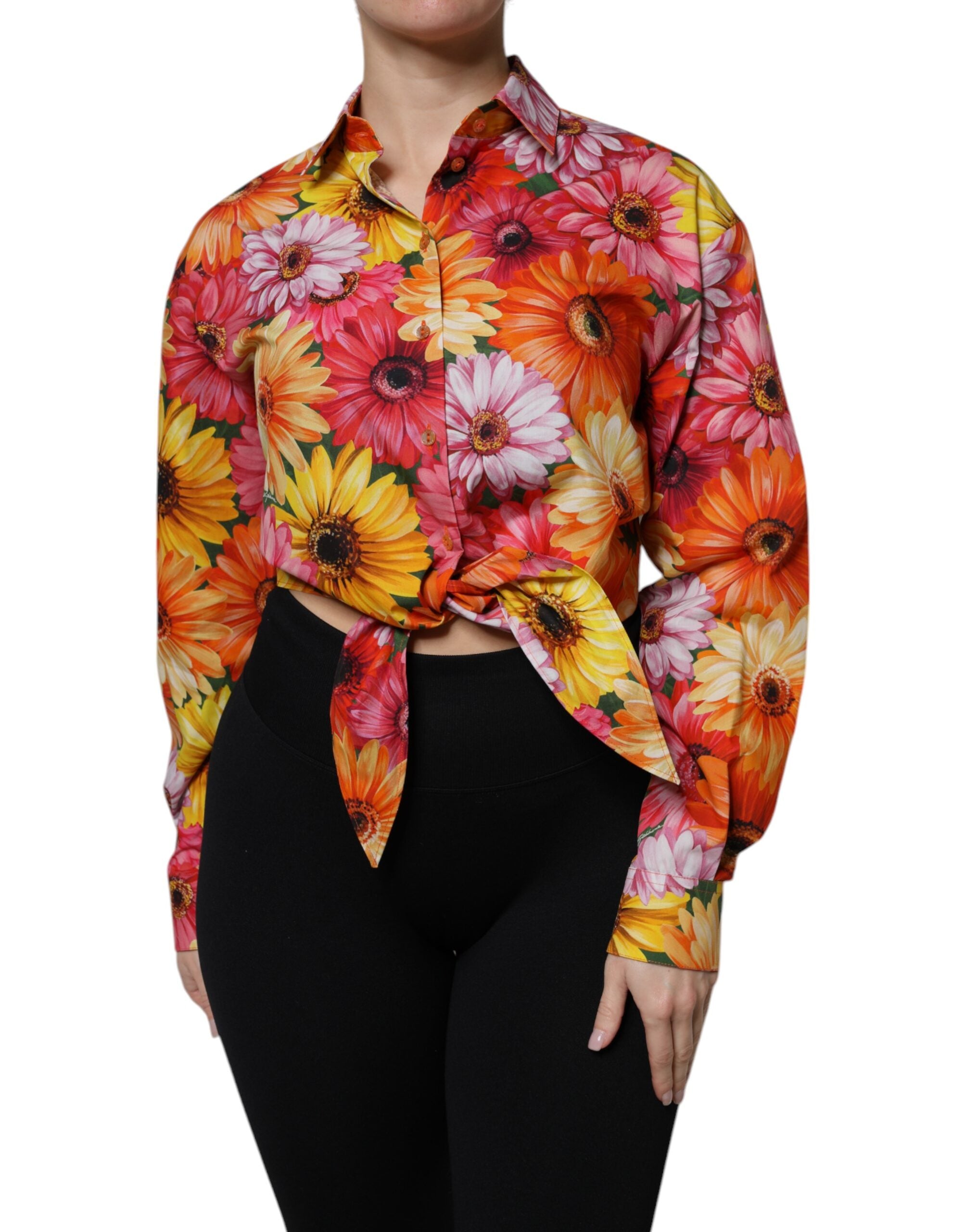 Multicolor Floral Cotton Cropped Blouse Top