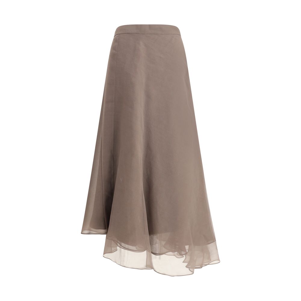 Silk crêpe midi Skirt