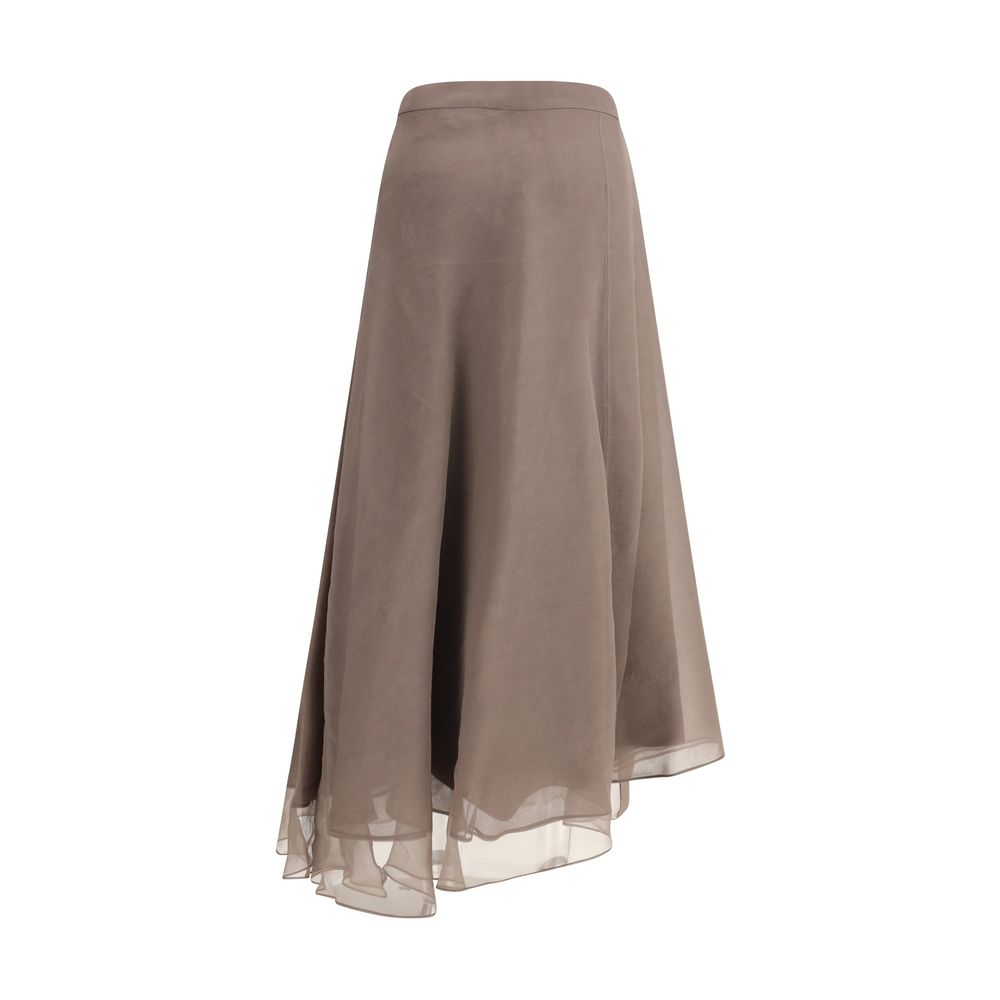 Silk crêpe midi Skirt